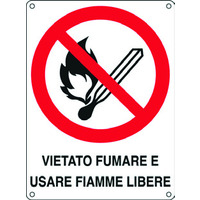 Prodotto Cartelli di divieto "Vietato fumare e usare fiamme libere"