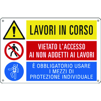 Prodotto Cartelli multisimbolo "Lavori in corso / È vietato…/ È obbligatorio"