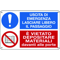 Prodotto Cartelli multisimbolo "Uscita di emergenza… / Vietato depositare…"